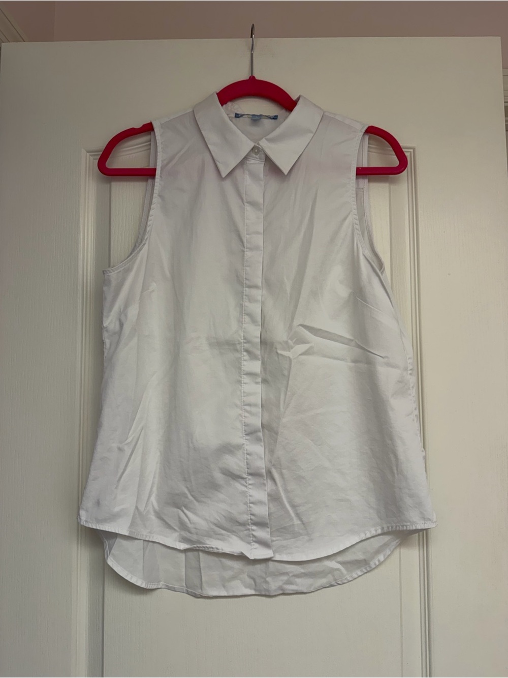 WORN ONCE Sleeveless White Collared Button-Front Top L
